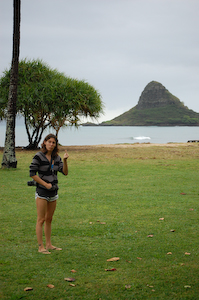 Chinaman's Hat, with Jesse, thrilled to be there.
